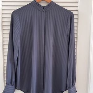 stripe grey on grey size 10 Ann Taylor Blouse